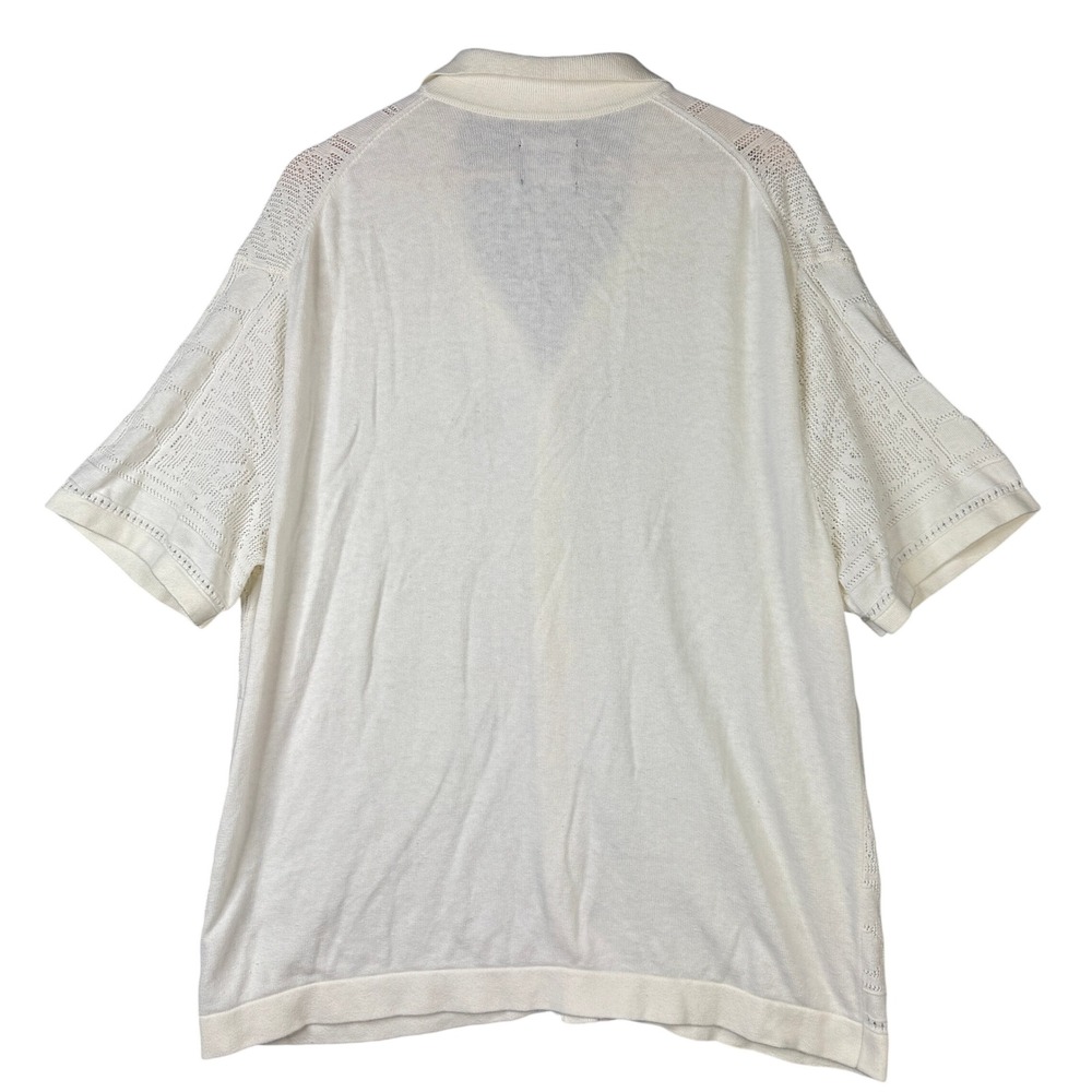 Abercrombie & Fitch XL Pointelle Button-Through Polo Sweater Shirt Cream Knit - Picture 3 of 8